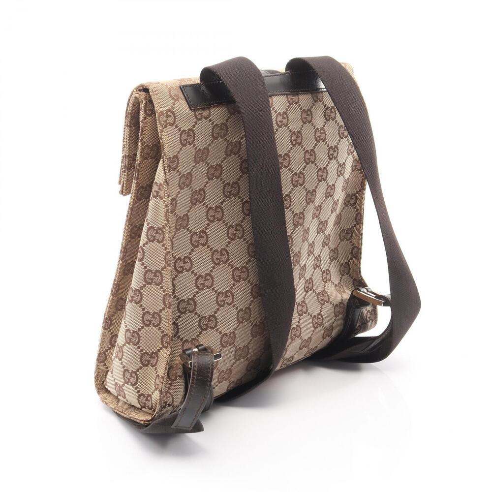 Gucci brown canvas backpack beige leather Brown Tan